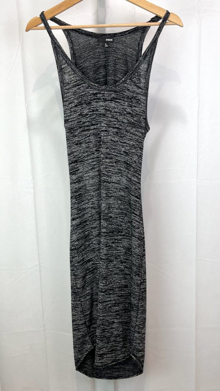 WILFRED FREE Size M Aritzia Yasmin Racerback Tank Dress Cutout Back Heather Gray